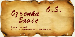 Ozrenka Savić vizit kartica